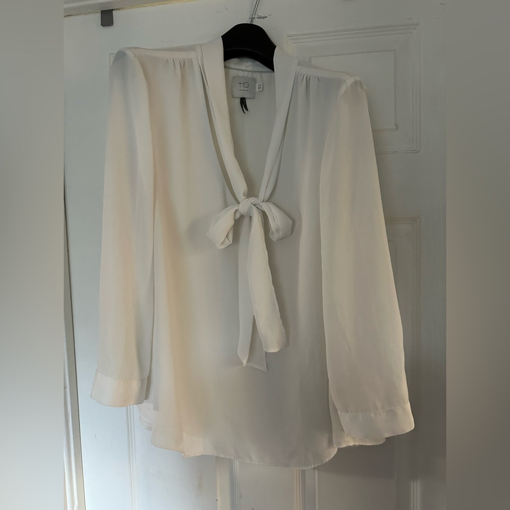 HD in Paris Tie Neck White Blouse